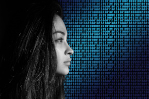 Female and binary code